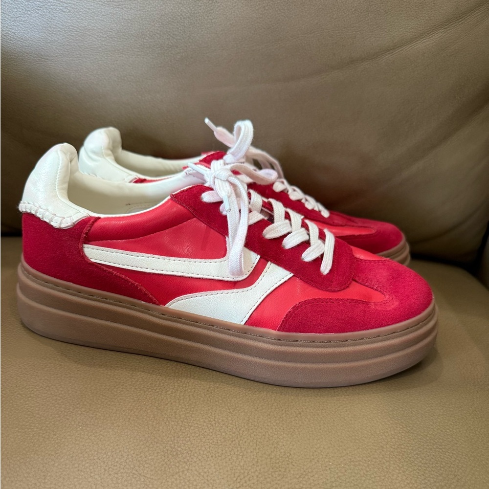 steve madden red platform sneakers